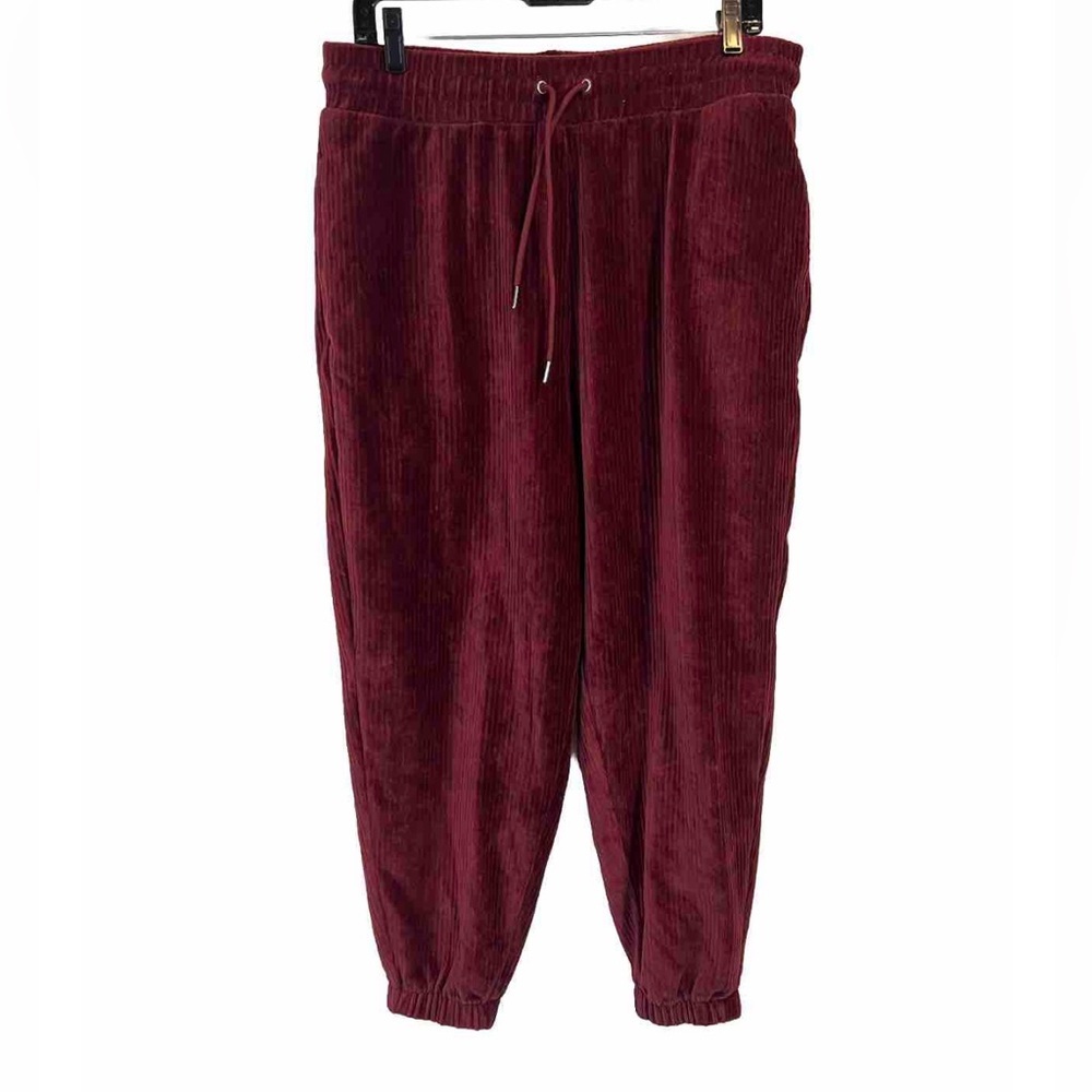 ASOS Design Burgundy Ribbed Oversized Velour Joggers